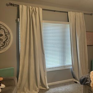 Tahari Cream Linen-Blend Curtain Panels